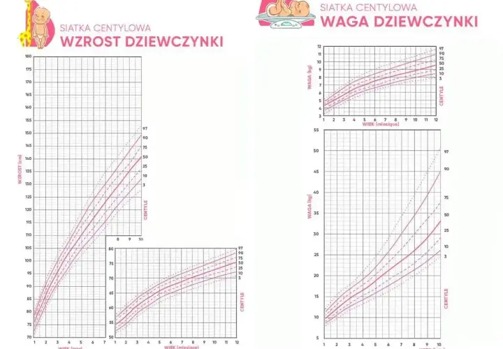 Wykresy siatek centylowych dla dziewczynek: wzrostu i wagi. Sprawdź, ile waży roczne dziecko.