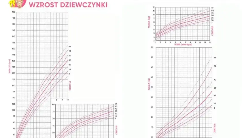 Wykresy siatek centylowych dla dziewczynek: wzrostu i wagi. Sprawdź, ile waży roczne dziecko.