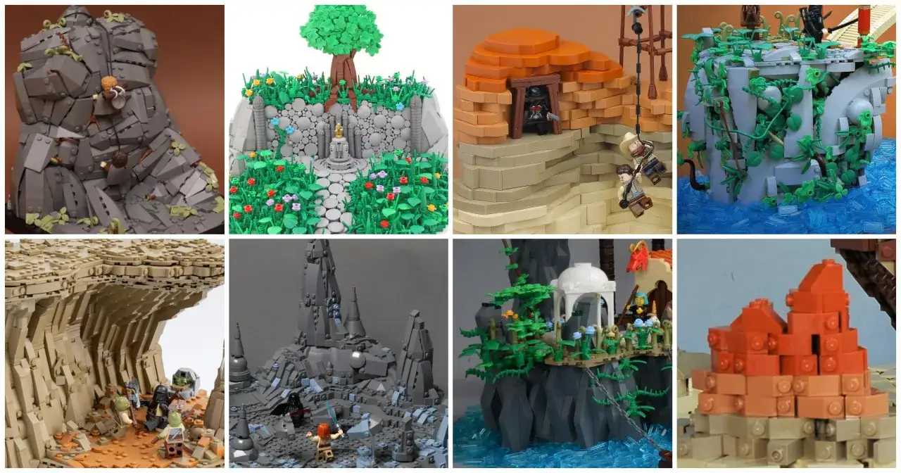 Niesamowite lego pomysły na budowle: skalne krajobrazy, jaskinie, wyspy i pustynne formacje.